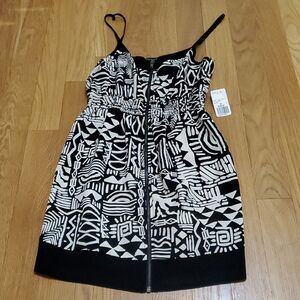 Forever 21 Black and Cream Geometric Mini Dress